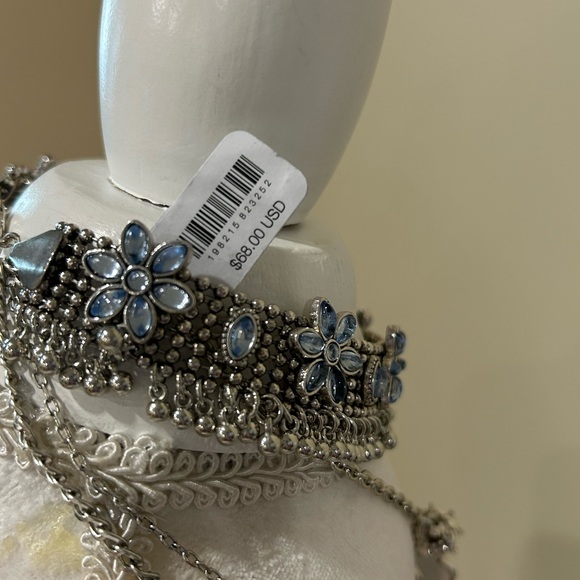 Free People marked Ariano Ost blue flowers with bead fringe 6 charms fairycore - Picture 8 of 9